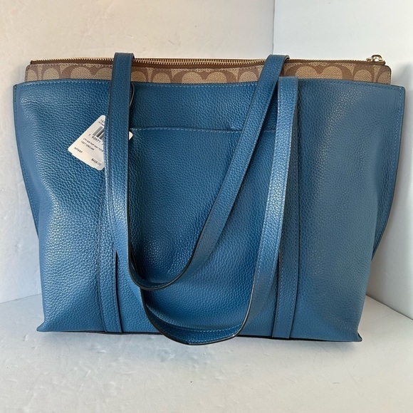 Coach NWT Large Tote Pebble Leather and Signature Print at Top Zippered Opening - Picture 14 of 14